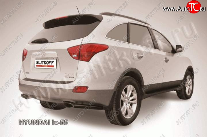 5 449 р. Защита заднего бампера из уголков d57 Slitkoff Hyundai IX55 EN (2006-2013) (Цвет: серебристый)  с доставкой в г. Краснодар