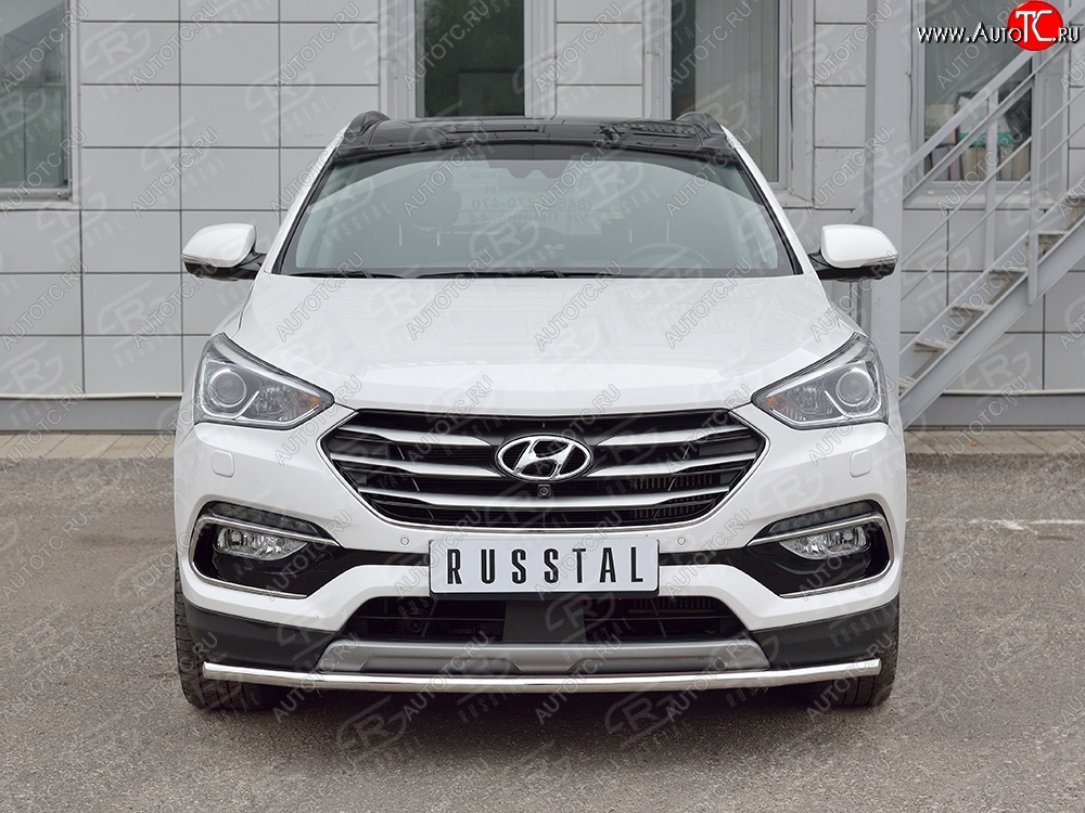 15 499 р. Защита переднего бампера (Ø42 мм, нержавейка, Premium) SLITKOFF  Hyundai Santa Fe  DM (2015-2019) рестайлинг  с доставкой в г. Краснодар