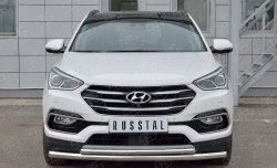 Защита переднего бампера (2 трубыØ63 и 42 мм, нержавейка) SLITKOFF Hyundai (Хюндаи) Santa Fe (Санта)  DM (2015-2019) DM рестайлинг