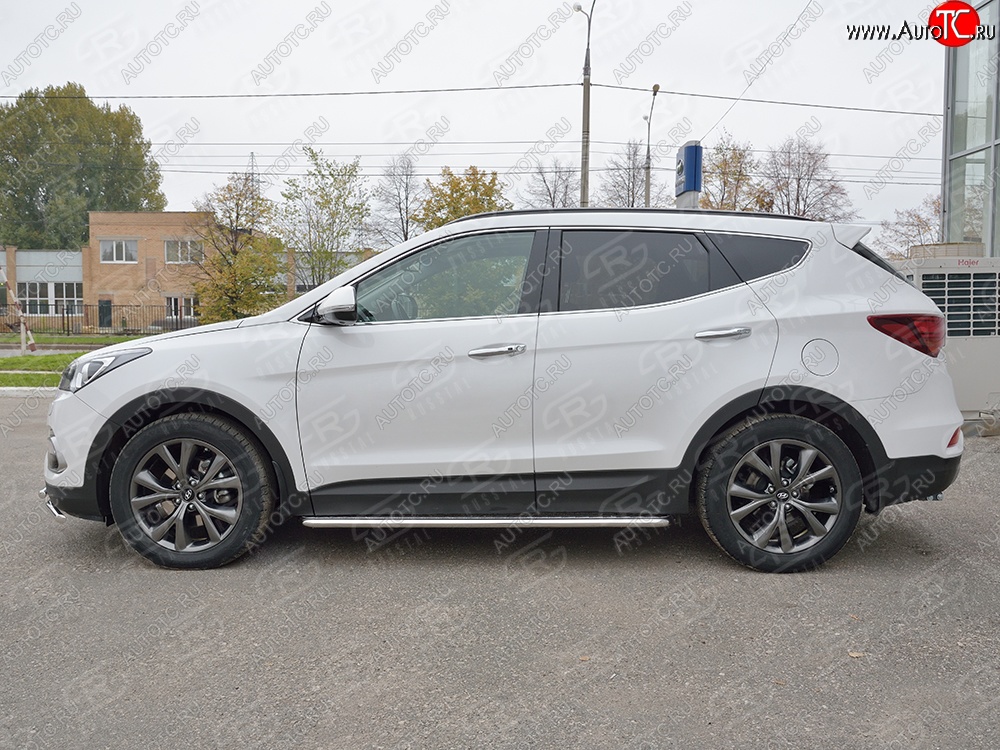 26 999 р. Широкая защита порогов с трубой диаметром 42 мм Premium SLITKOFF Hyundai Santa Fe DM рестайлинг (2015-2019)  с доставкой в г. Краснодар