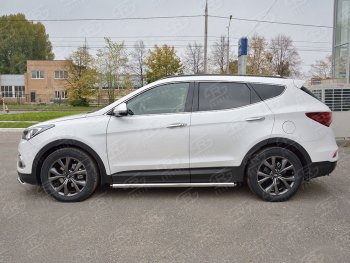 25 999 р. Защита порогов из круглой трубы диаметром 63 мм PREMIUM SLITKOFF v2  Hyundai Santa Fe  DM (2015-2019) рестайлинг  с доставкой в г. Краснодар. Увеличить фотографию 2