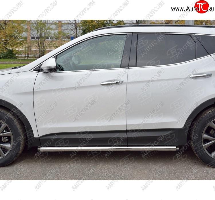 25 999 р. Защита порогов из круглой трубы диаметром 63 мм PREMIUM SLITKOFF v2  Hyundai Santa Fe  DM (2015-2019) рестайлинг  с доставкой в г. Краснодар