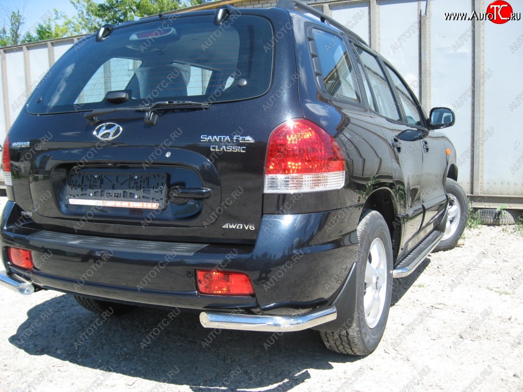 5 699 р. Защита заднего бампера из уголков d57 Slitkoff Hyundai Santa Fe SM (2000-2012) (Цвет: серебристый)  с доставкой в г. Краснодар