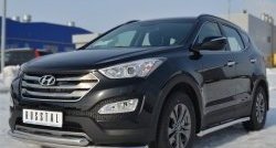 20 749 р. Защита переднего бампера (2 трубыØ63 мм, нержавейка) SLITKOFF Hyundai Santa Fe DM дорестайлинг (2012-2016)  с доставкой в г. Краснодар. Увеличить фотографию 4