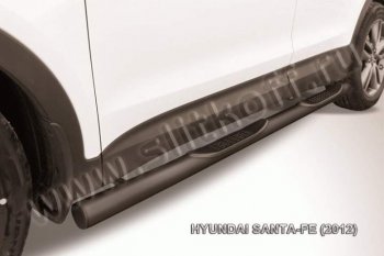 Защита порогов из трубы d76 Slitkoff (с проступью) Hyundai Santa Fe DM дорестайлинг (2012-2016)