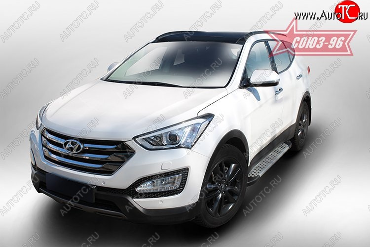 9 674 р. Пороги из алюминиевого профиля Souz-96 Hyundai Santa Fe DM дорестайлинг (2012-2016)  с доставкой в г. Краснодар