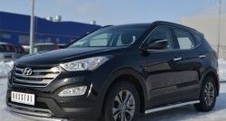 14 849 р. Защита порогов из круглой трубы диаметром 63 мм Russtal Hyundai Santa Fe DM дорестайлинг (2012-2016) (Защита порогов с со скосами на торцах (вариант 1))  с доставкой в г. Краснодар. Увеличить фотографию 9