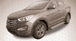 10 699 р. Алюминиевые пороги Slitkoff Luxe Silver Hyundai Santa Fe DM дорестайлинг (2012-2016)  с доставкой в г. Краснодар. Увеличить фотографию 2