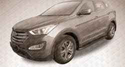 19 449 р. Алюминиевые пороги Slitkoff Optima Black  Hyundai Santa Fe  DM (2012-2016) дорестайлинг  с доставкой в г. Краснодар. Увеличить фотографию 2