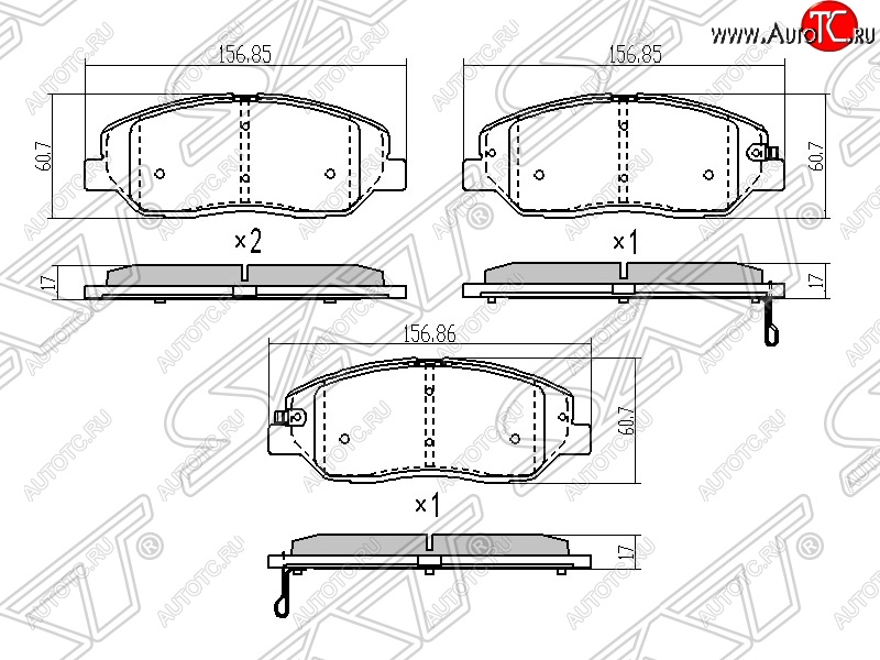 1 599 р. Колодки тормозные SAT (передние)  Hyundai Santa Fe  CM (2006-2012), KIA Sorento  XM (2009-2015)  с доставкой в г. Краснодар