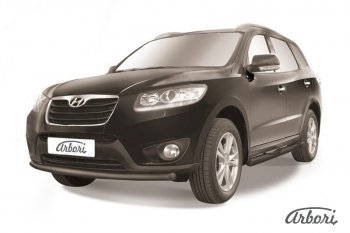 6 389 р. Защита переднего бампера Arbori (черная, 1 труба d57 mm).  Hyundai Santa Fe  CM (2009-2012) рестайлинг  с доставкой в г. Краснодар. Увеличить фотографию 1