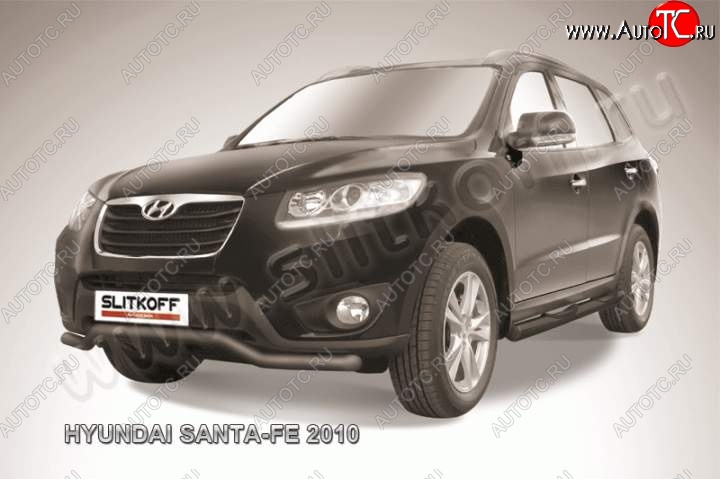 10 299 р. Защита переднего бампера из трубы d57 Slitkoff (волна) Hyundai Santa Fe CM рестайлинг (2009-2012) (Цвет: серебристый)  с доставкой в г. Краснодар