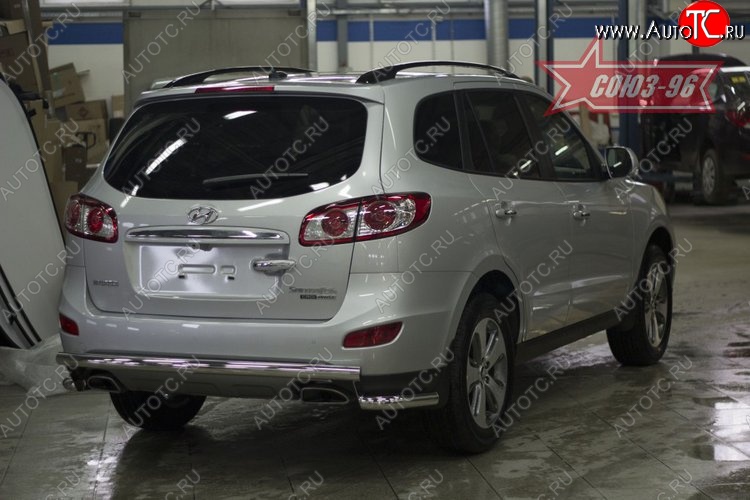 11 744 р. Защита заднего бампера рестайлинг Souz-96 (d60) Hyundai Santa Fe CM рестайлинг (2009-2012)  с доставкой в г. Краснодар