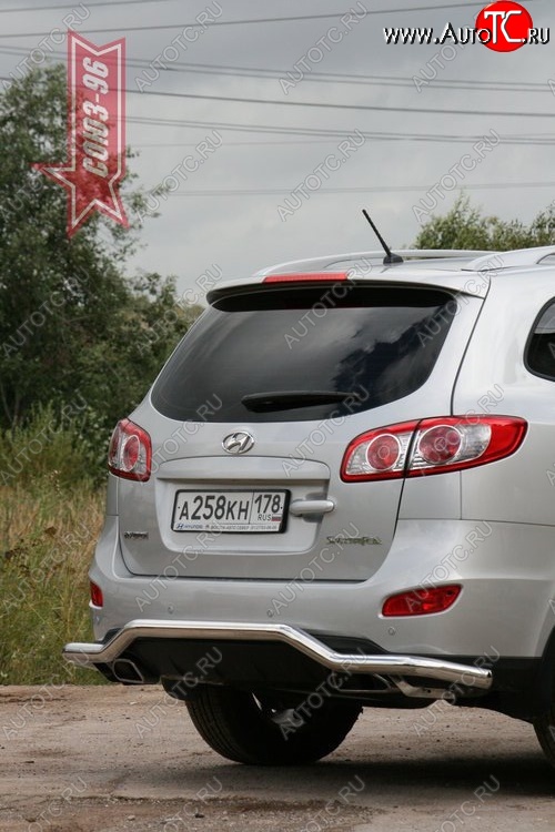 11 159 р. Защита заднего бампера Souz-96 (d60) Hyundai Santa Fe CM рестайлинг (2009-2012)  с доставкой в г. Краснодар