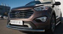 20 749 р. Защита переднего бампера (2 трубыØ63 и 42 мм, нержавейка) SLITKOFF  Hyundai Grand Santa Fe  1 DM (2013-2016) дорестайлинг  с доставкой в г. Краснодар. Увеличить фотографию 2