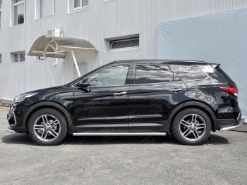 20 849 р. Защита порогов из круглой трубы диаметром 63 мм SLITKOFF  Hyundai Grand Santa Fe  1 DM (2016-2018) рестайлинг  с доставкой в г. Краснодар. Увеличить фотографию 2