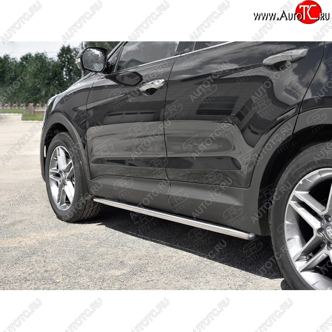 17 999 р. Защита порогов из круглой трубы диаметром 42 мм SLITKOFF v3  Hyundai Grand Santa Fe  1 DM (2016-2018) рестайлинг  с доставкой в г. Краснодар