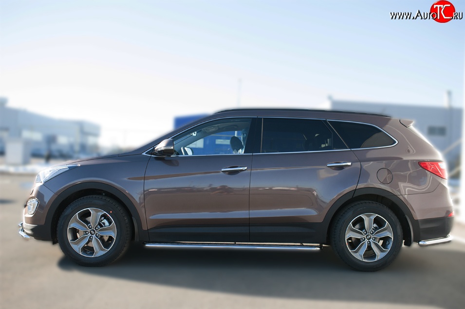 26 999 р. Широкая защита порогов SLITKOFF  Hyundai Grand Santa Fe  1 DM (2013-2016) дорестайлинг  с доставкой в г. Краснодар