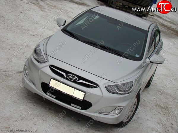 1 149 р. Реснички MV Hyundai Solaris RBr хэтчбэк дорестайлинг (2010-2014) (Неокрашенные)  с доставкой в г. Краснодар