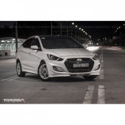 2 899 р. Накладка на передний бампер TopKontur Design v2 Hyundai Solaris RBr седан дорестайлинг (2010-2014) (Неокрашенная)  с доставкой в г. Краснодар. Увеличить фотографию 12