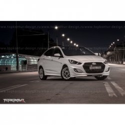 2 899 р. Накладка на передний бампер TopKontur Design v2 Hyundai Solaris RBr седан дорестайлинг (2010-2014) (Неокрашенная)  с доставкой в г. Краснодар. Увеличить фотографию 13