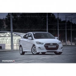 2 899 р. Накладка на передний бампер TopKontur Design v2 Hyundai Solaris RBr седан дорестайлинг (2010-2014) (Неокрашенная)  с доставкой в г. Краснодар. Увеличить фотографию 15