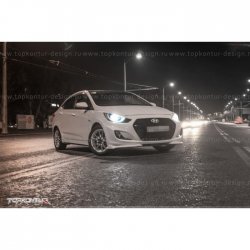 2 899 р. Накладка на передний бампер TopKontur Design v2 Hyundai Solaris RBr седан дорестайлинг (2010-2014) (Неокрашенная)  с доставкой в г. Краснодар. Увеличить фотографию 6