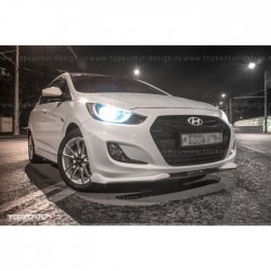 2 899 р. Накладка на передний бампер TopKontur Design v2 Hyundai Solaris RBr седан дорестайлинг (2010-2014) (Неокрашенная)  с доставкой в г. Краснодар. Увеличить фотографию 8