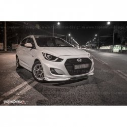 2 899 р. Накладка на передний бампер TopKontur Design v2 Hyundai Solaris RBr седан дорестайлинг (2010-2014) (Неокрашенная)  с доставкой в г. Краснодар. Увеличить фотографию 9