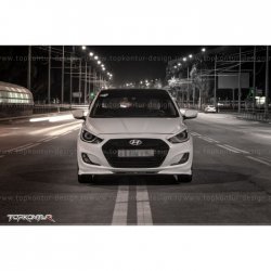 2 899 р. Накладка на передний бампер TopKontur Design v2 Hyundai Solaris RBr седан дорестайлинг (2010-2014) (Неокрашенная)  с доставкой в г. Краснодар. Увеличить фотографию 11