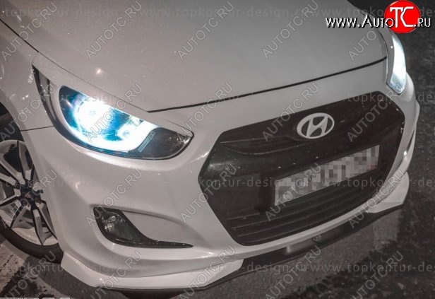 2 899 р. Накладка на передний бампер TopKontur Design v2 Hyundai Solaris RBr седан дорестайлинг (2010-2014) (Неокрашенная)  с доставкой в г. Краснодар