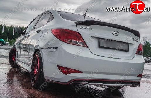 8 999 р. Накладка на задний бампер TopKontur Design Hyundai Solaris RBr седан дорестайлинг (2010-2014) (Неокрашенная)  с доставкой в г. Краснодар