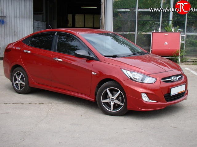 4 749 р. Пороги накладки Sport v2 Hyundai Solaris RBr седан дорестайлинг (2010-2014) (Неокрашенные)  с доставкой в г. Краснодар