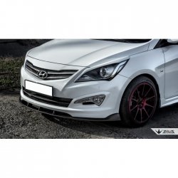 4 499 р. Накладка на передний бампер TopKontur Design  Hyundai Solaris  RBr (2014-2017) седан рестайлинг (Глянец под окраску, Неокрашенная)  с доставкой в г. Краснодар. Увеличить фотографию 2