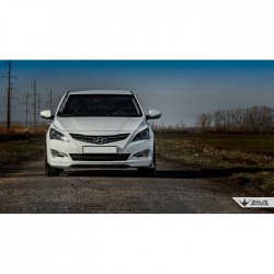 4 499 р. Накладка на передний бампер TopKontur Design  Hyundai Solaris  RBr (2014-2017) седан рестайлинг (Глянец под окраску, Неокрашенная)  с доставкой в г. Краснодар. Увеличить фотографию 5