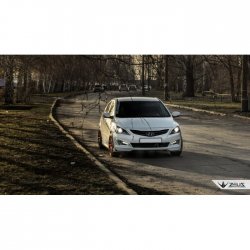 4 499 р. Накладка на передний бампер TopKontur Design Hyundai Solaris RBr седан рестайлинг (2014-2017) (Глянец под окраску, Неокрашенная)  с доставкой в г. Краснодар. Увеличить фотографию 6