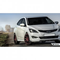 4 499 р. Накладка на передний бампер TopKontur Design Hyundai Solaris RBr седан рестайлинг (2014-2017) (Глянец под окраску, Неокрашенная)  с доставкой в г. Краснодар. Увеличить фотографию 7