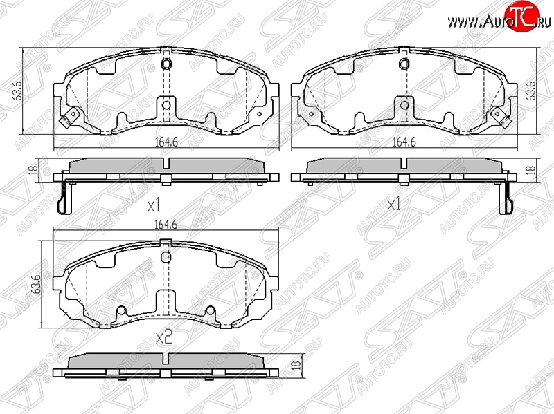 1 669 р. Колодки тормозные SAT (передние)  Hyundai Starex/Grand Starex/H1  TQ (2007-2018), Hyundai Starex/H1  A1 (1997-2004), KIA Carnival  VQ (2005-2014)  с доставкой в г. Краснодар