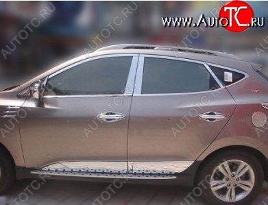 3 749 р. Накладки на верхнюю часть по периметру окон боковых дверей СТ Hyundai Tucson LM (2010-2017) (Неокрашенные)  с доставкой в г. Краснодар