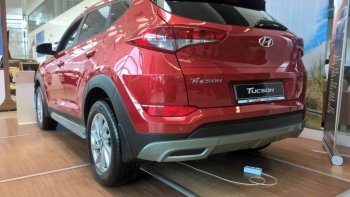 5 649 р. Накладка на задний бампер АвтоКрат Hyundai Tucson TL дорестайлинг (2015-2018) (Неокрашенная)  с доставкой в г. Краснодар. Увеличить фотографию 3