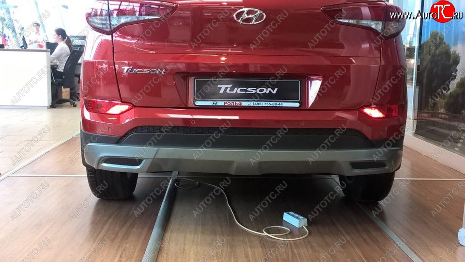 5 649 р. Накладка на задний бампер АвтоКрат Hyundai Tucson TL дорестайлинг (2015-2018) (Неокрашенная)  с доставкой в г. Краснодар