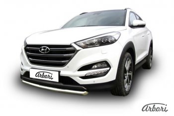 14 291 р. Защита переднего бампера Arbori (нержавейка, 1 труба d57 mm). Hyundai Tucson TL дорестайлинг (2015-2018)  с доставкой в г. Краснодар. Увеличить фотографию 2