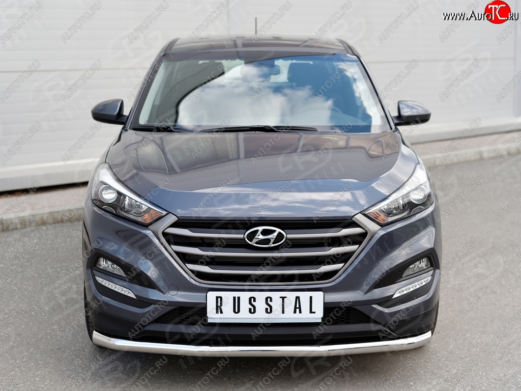 17 749 р. Защита переднего бампера (Ø63 мм, нержавейка) SLITKOFF  Hyundai Tucson  TL (2015-2018) дорестайлинг  с доставкой в г. Краснодар