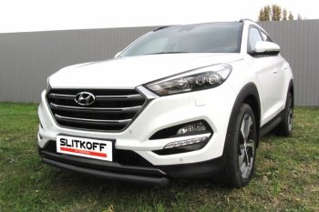 Защита переднего бампера из трубы d57 Slitkoff Hyundai Tucson TL дорестайлинг (2015-2018)