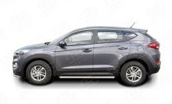 15 799 р. Защита порогов из круглой трубы диаметром 63 мм Russtal Hyundai Tucson TL дорестайлинг (2015-2018)  с доставкой в г. Краснодар. Увеличить фотографию 2