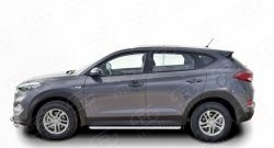 20 749 р. Широкая защита порогов Russtal Hyundai Tucson TL дорестайлинг (2015-2018) (Защита порогов с со скосами на торцах (вариант 1))  с доставкой в г. Краснодар. Увеличить фотографию 2