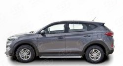 20 749 р. Широкая защита порогов Russtal Hyundai Tucson TL дорестайлинг (2015-2018) (Защита порогов с со скосами на торцах (вариант 1))  с доставкой в г. Краснодар. Увеличить фотографию 3