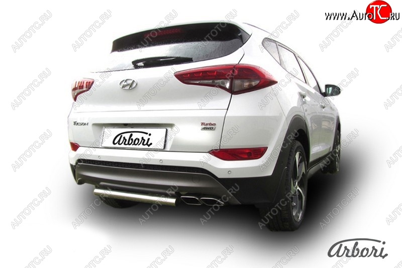 11 599 р. Защита штатных порогов Arbori (нержавейка, d57 mm). Hyundai Tucson TL дорестайлинг (2015-2018)  с доставкой в г. Краснодар