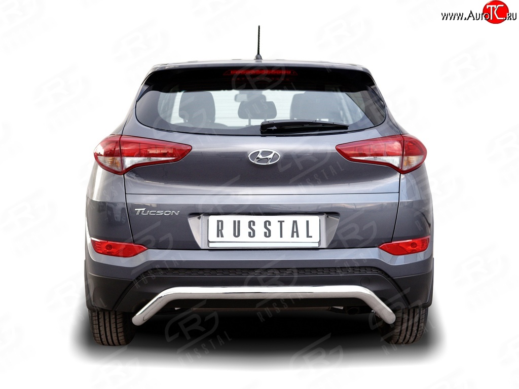 16 999 р. Защита заднего бампера (Ø63 мм волна короткая, нержавейка) SLITKOFF Hyundai Tucson TL дорестайлинг (2015-2018)  с доставкой в г. Краснодар