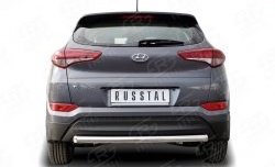 Защита заднего бампера (Ø63 мм короткая, нержавейка) SLITKOFF Hyundai (Хюндаи) Tucson (Туссон)  TL (2015-2018) TL дорестайлинг